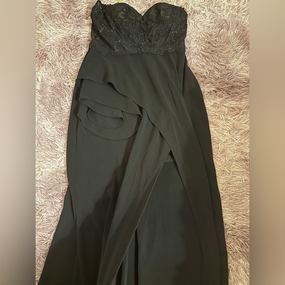 BADGLEY MISCHKA Women’s Black Silk Beaded Sweetheart Full Length Gown Size 8